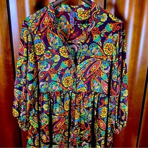 Me2Magic Anthropologie Smocked Paisley
Womens Maxi Dress Button - Size 1x